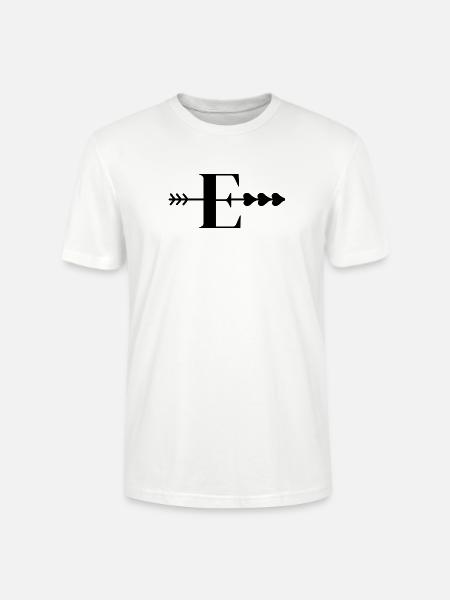 Letter e arrow heart - Stanley/Stella CRAFTER Unisex Organic T-Shirt - white