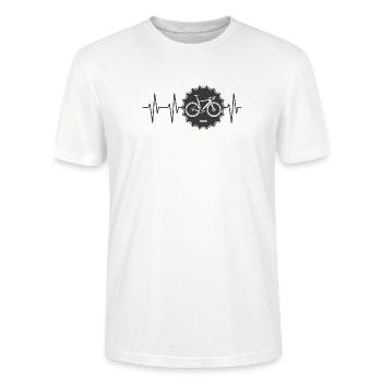 pulse bike logo with sprocket Team bike lap icon - Stanley/Stella CRAFTER Unisex Organic T-Shirt - white - Front - Alina (178cm) & Michal (187cm)
