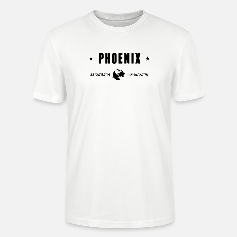 Phoenix, Arizona, coordonnées : planète Terre - T-shirt bio CRAFTER Stanley Stella Unisexe - blanc