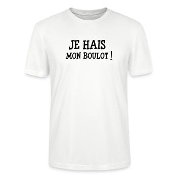 Je HAIS mon boulot ! - T-shirt bio CRAFTER Stanley Stella Unisexe - blanc - Devant - Alina (178cm) & Michal (187cm)