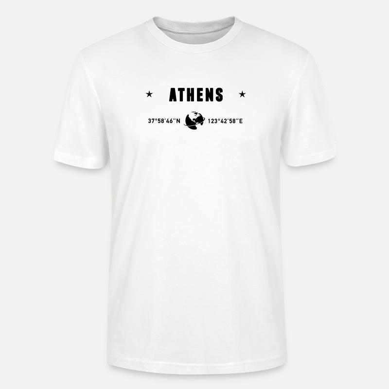 Athènes Grèce Coordonnées Planète Terre - T-shirt bio CRAFTER Stanley Stella Unisexe - blanc