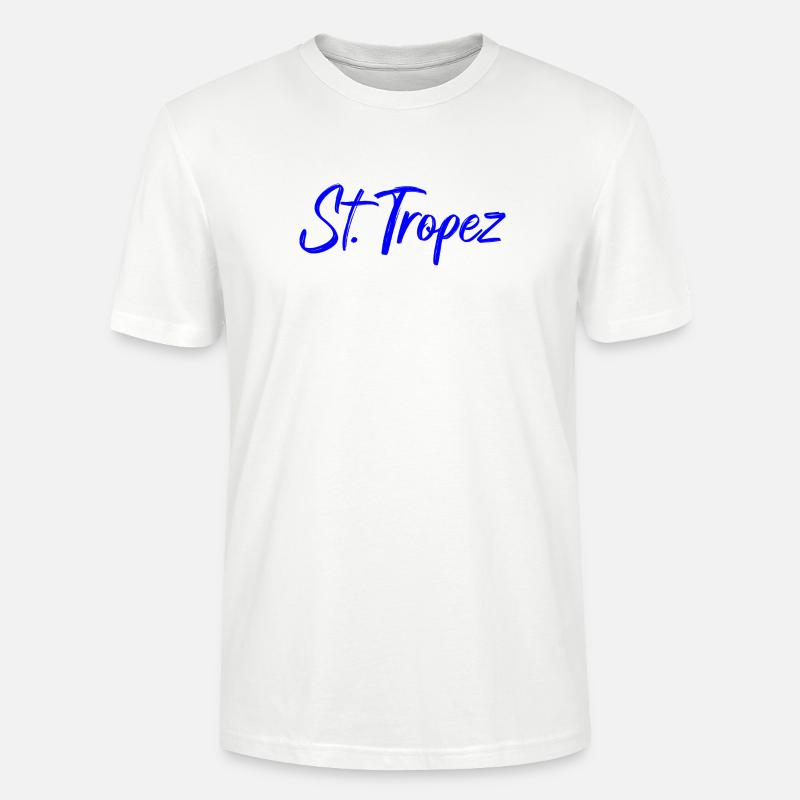 St Tropez Küstenflair Blau Script - Stanley/Stella Unisex Bio-T-Shirt CRAFTER - Weiß