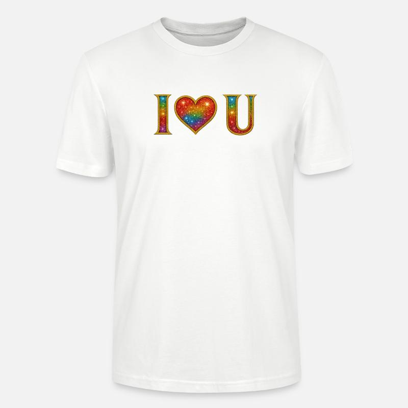 Ich liebe dich | Regenbogen-Glitzer-Herz-Liebes-Design - Stanley/Stella Unisex Bio-T-Shirt CRAFTER - Weiß