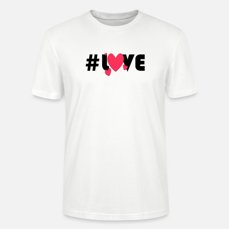 Rote Herzen auf schwarzem Hintergrund - Stanley/Stella Unisex Bio-T-Shirt CRAFTER - Weiß