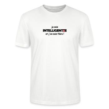 Proud to be smart - Stanley/Stella CRAFTER Unisex Organic T-Shirt - white - Front - Alina (178cm) & Michal (187cm)