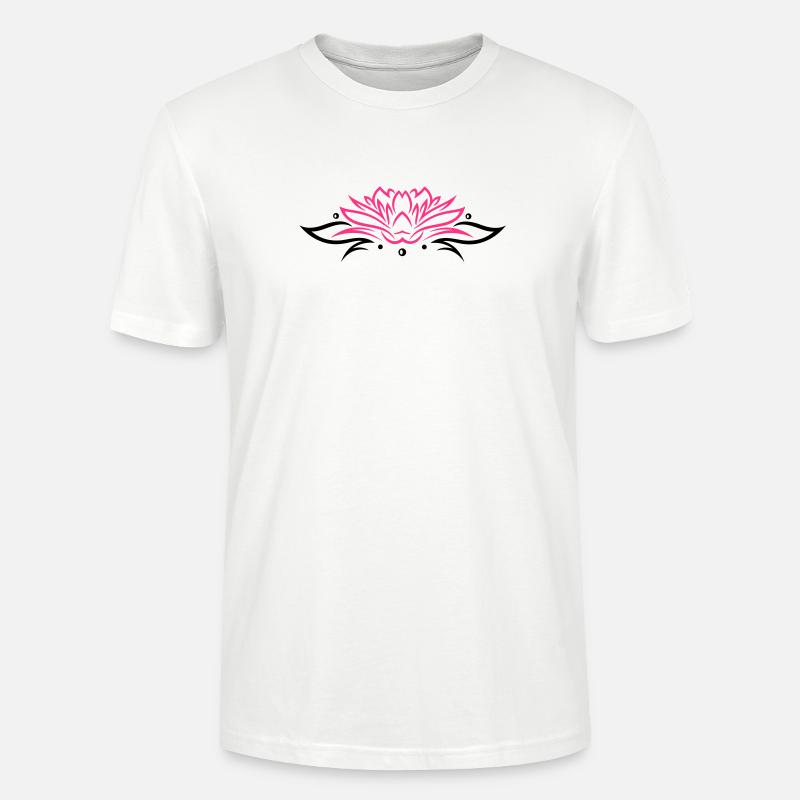 Lotus, Lotusblüte mit Blättern - Stanley/Stella Unisex Bio-T-Shirt CRAFTER - Weiß
