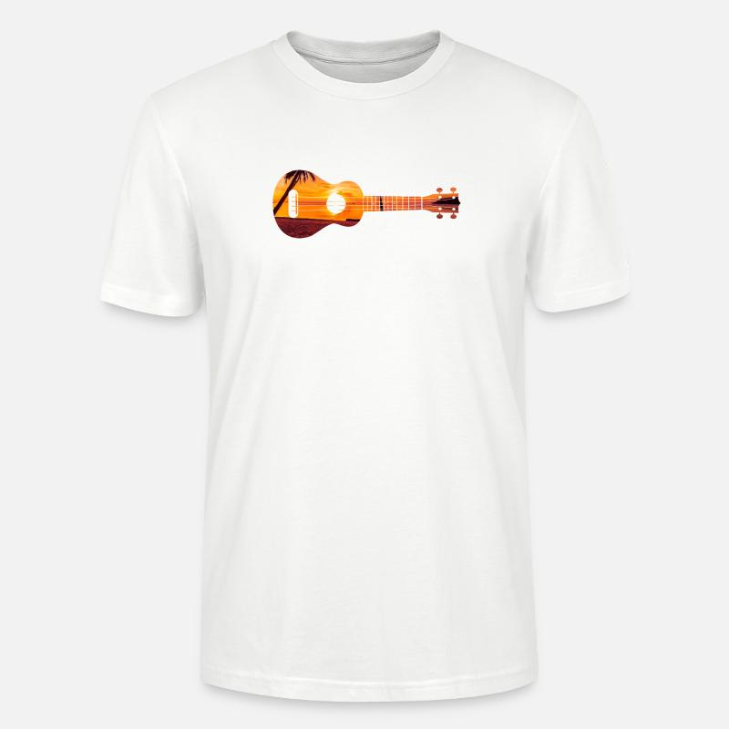 Hawaiian Ukulele Uke Beach Sunset - Stanley/Stella Unisex Bio-T-Shirt CRAFTER - Weiß