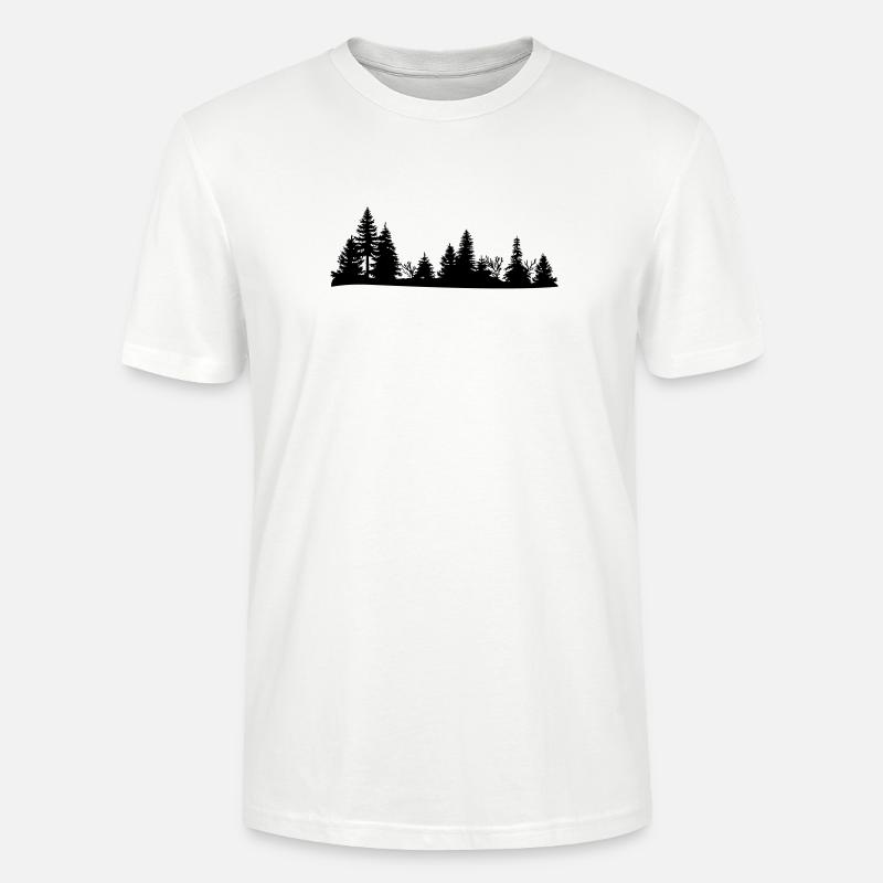 Schwarze Silhouette eines Waldes - Stanley/Stella Unisex Bio-T-Shirt CRAFTER - Weiß
