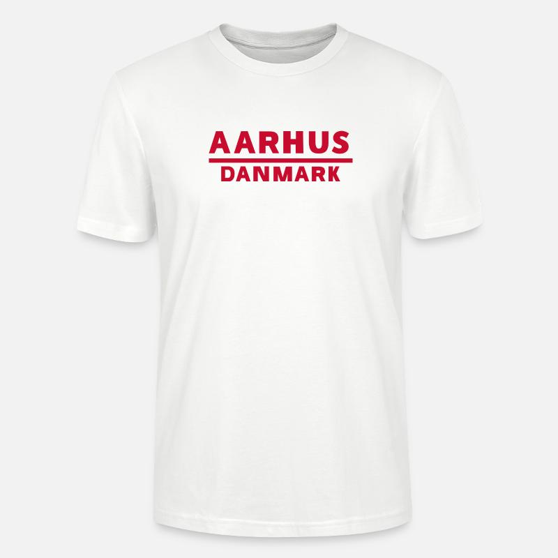 Aarhus Dänemark Text Logo in Rot - Stanley/Stella Unisex Bio-T-Shirt CRAFTER - Weiß