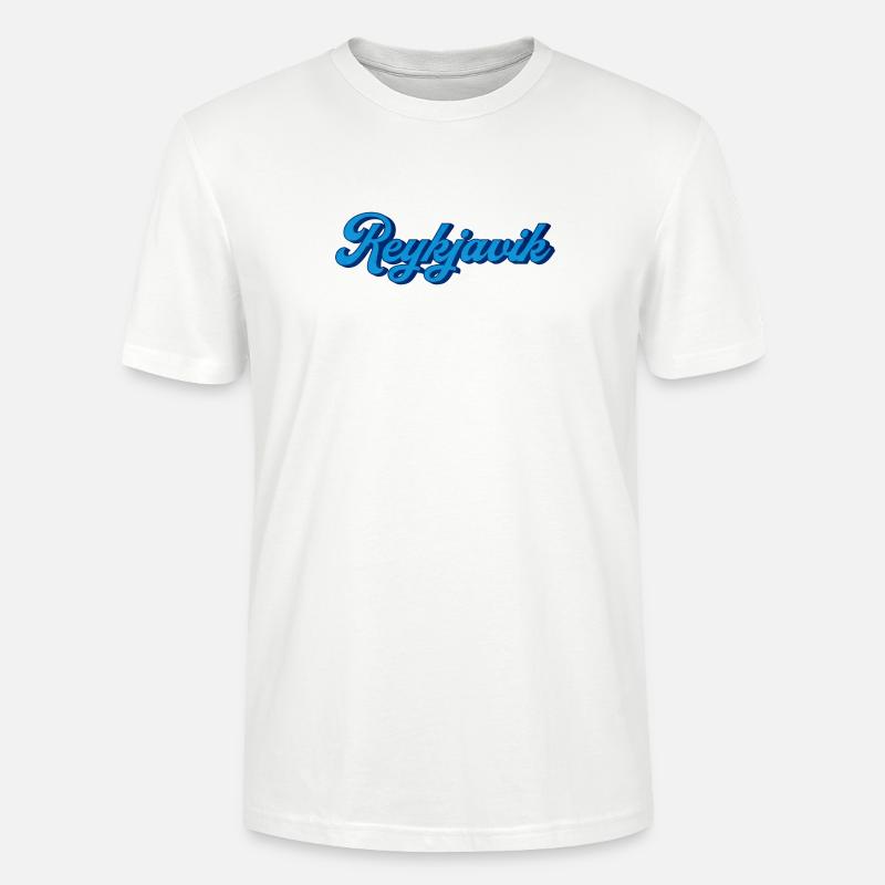 Reykjavik Blau Script Logo - Stanley/Stella Unisex Bio-T-Shirt CRAFTER - Weiß