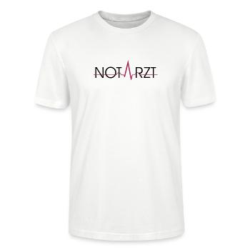 Notarzt Schriftzug - Stanley/Stella Unisex Bio-T-Shirt CRAFTER - Weiß - Vorne - Alina (178cm) & Michal (187cm)