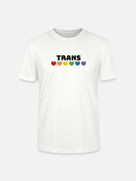 Rainbow heart trans black - Stanley/Stella CRAFTER Unisex Organic T-Shirt - white