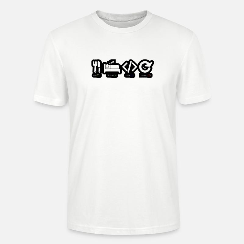 Code Sleep Wiederholung des Entwicklerlebens - Stanley/Stella Unisex Bio-T-Shirt CRAFTER - Weiß