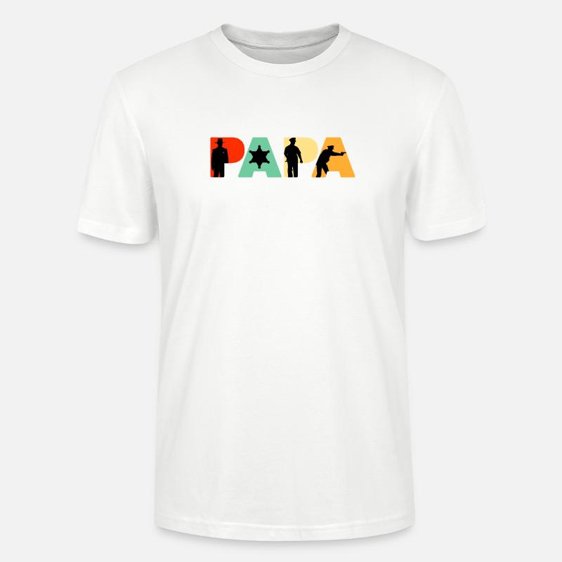 Papa Sheriff Polizeibeamter Polizeigeschenk - Stanley/Stella Unisex Bio-T-Shirt CRAFTER - Weiß
