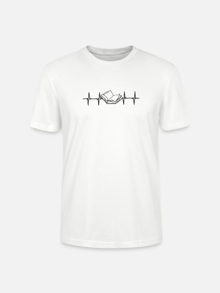Bücherwurm Buch EKG Herzschlag - Stanley/Stella Unisex Bio-T-Shirt CRAFTER - Weiß