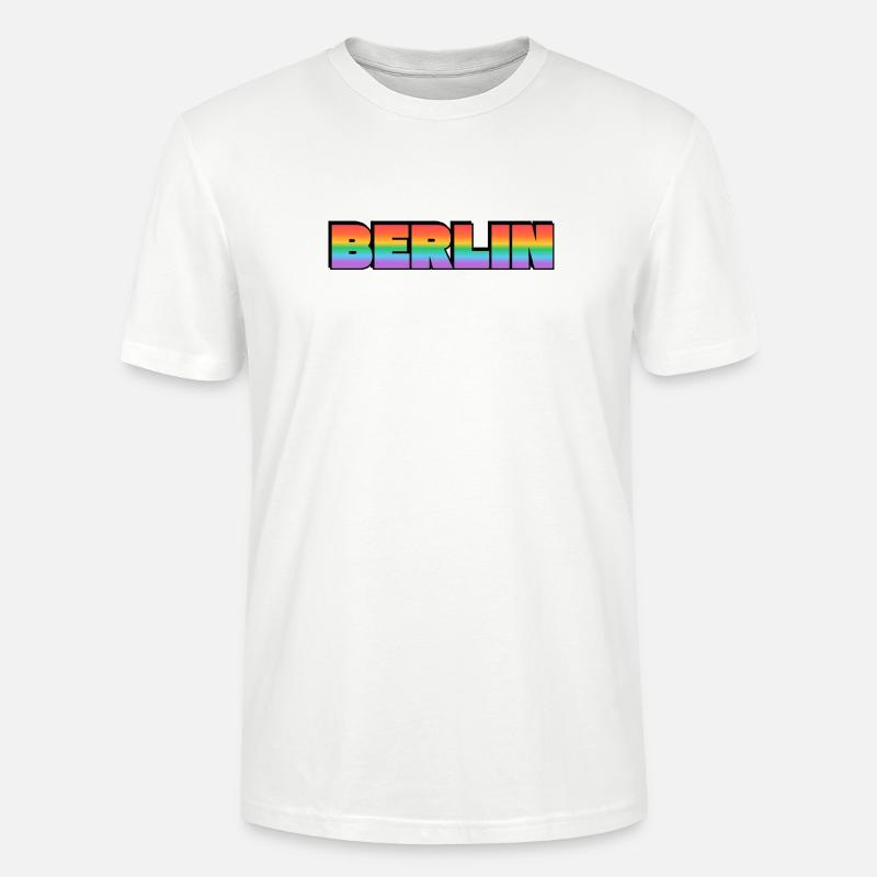 Berlin Rainbow Gradient Text LGBT - Stanley/Stella CRAFTER Unisex Organic T-Shirt - white
