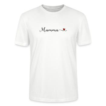Mamma Herz Schriftzug - Stanley/Stella Unisex Bio-T-Shirt CRAFTER - Weiß - Vorne - Alina (178cm) & Michal (187cm)