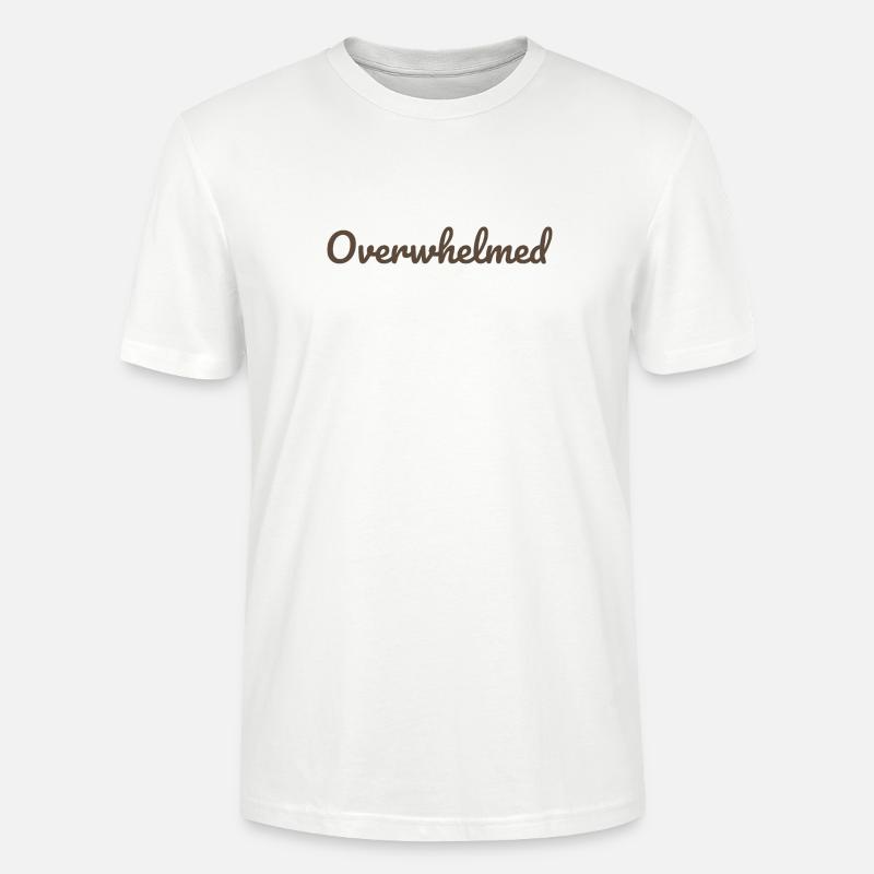 Overwhelms script text in brown - Stanley/Stella CRAFTER Unisex Organic T-Shirt - white