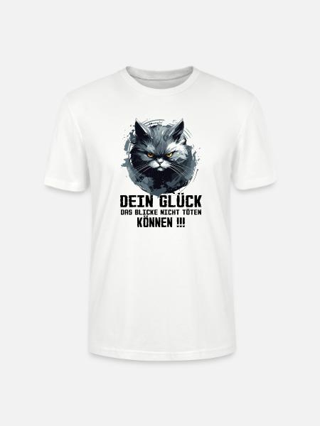 Böse Blicken Katze mit Spruch - Stanley/Stella Unisex Bio-T-Shirt CRAFTER - Weiß