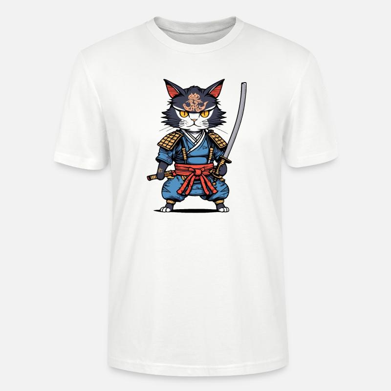 Samurai-Katze #22 - Stanley/Stella Unisex Bio-T-Shirt CRAFTER - Weiß