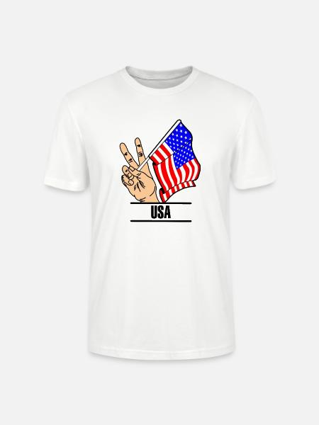Flag USA peace sign text USA - Stanley/Stella CRAFTER Unisex Organic T-Shirt - white