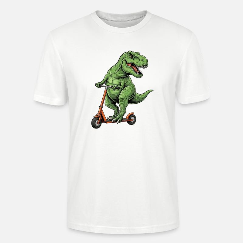 Dinosaurier-Roller T-Rex auf Scooter-Geschenken - Stanley/Stella Unisex Bio-T-Shirt CRAFTER - Weiß