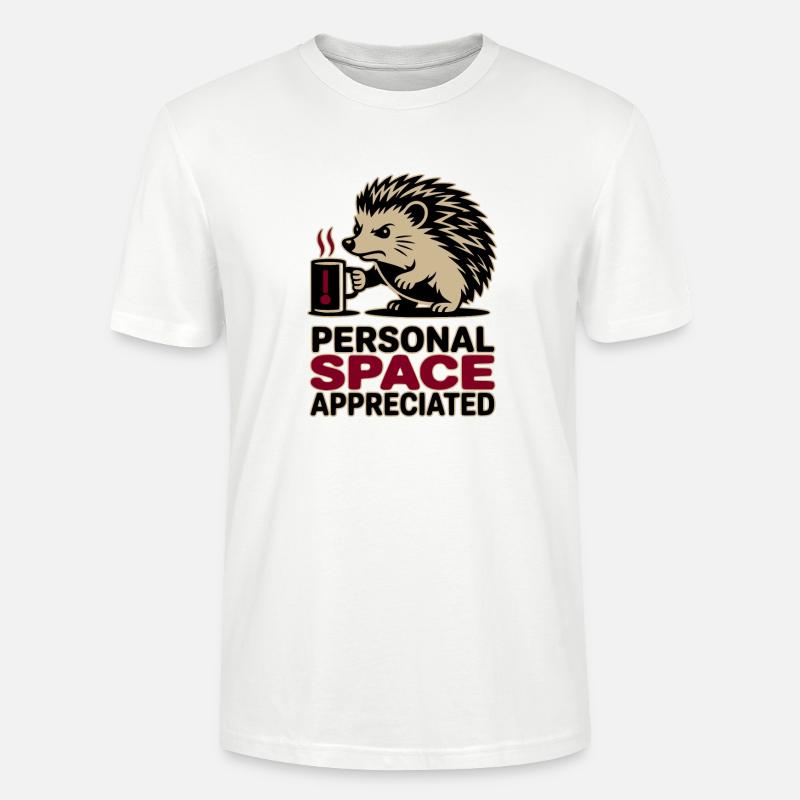 Grumpy Hedgehog Personal Space Introvert Coffee - T-shirt bio CRAFTER Stanley Stella Unisexe - blanc