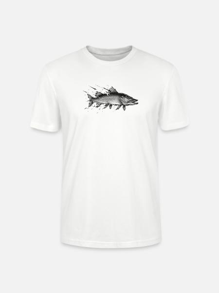 Hecht Raubfisch Angler Ink Vektor - Stanley/Stella Unisex Bio-T-Shirt CRAFTER - Weiß