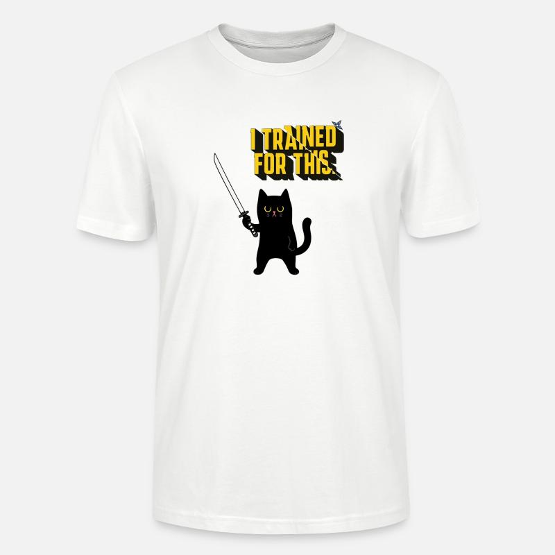 Katzenkrieger mit Samurai-Schwert - Stanley/Stella Unisex Bio-T-Shirt CRAFTER - Weiß