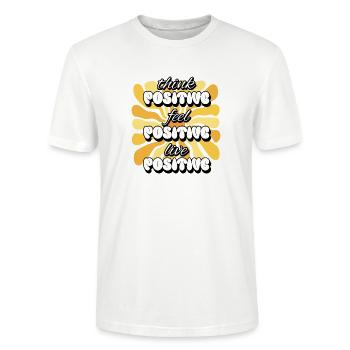 Think Positive Feel Positive Live Positive Women - Stanley/Stella CRAFTER Unisex Organic T-Shirt - white - Front - Alina (178cm) & Michal (187cm)