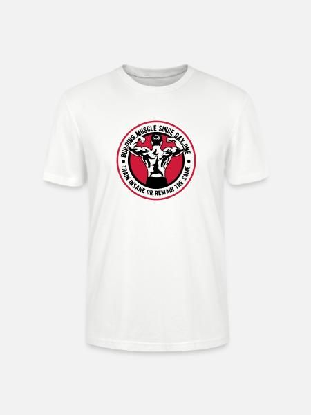 Building Muscle Train Insane - Stanley/Stella CRAFTER Unisex Organic T-Shirt - white