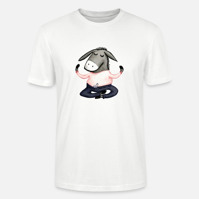 Yoga Esel altrosa - Stanley/Stella Unisex Bio-T-Shirt CRAFTER - Weiß