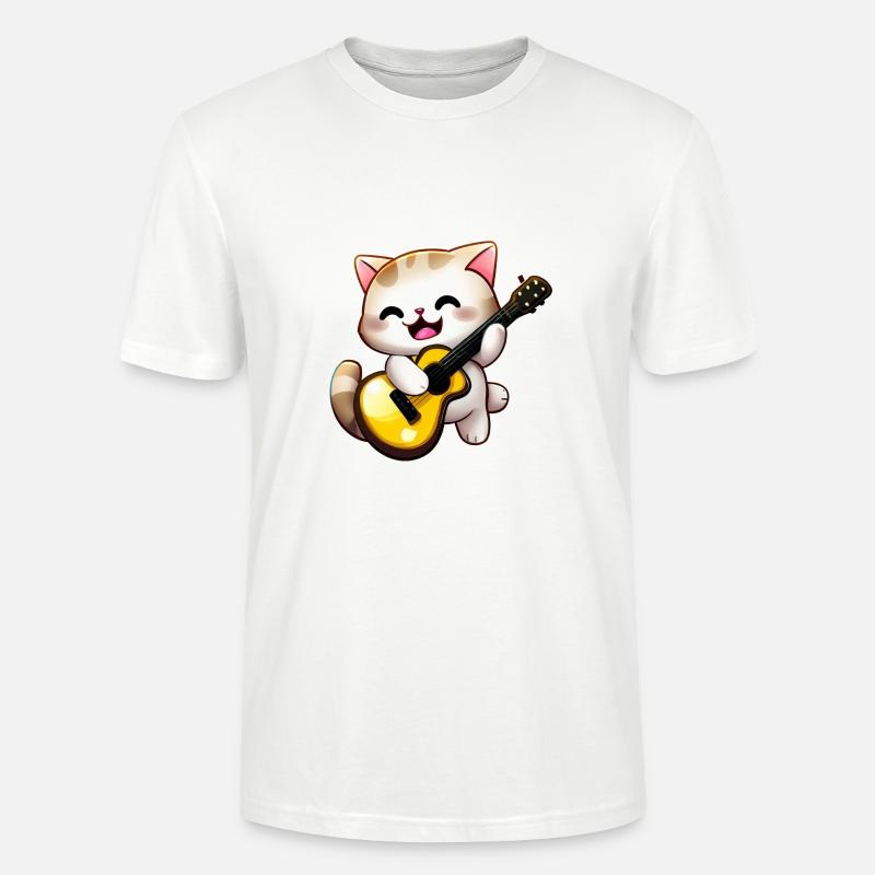 Chat avec guitare - T-shirt bio CRAFTER Stanley Stella Unisexe - blanc
