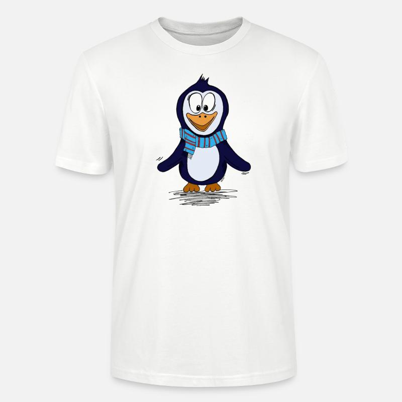 Lustiger Piguin mit Schal - Stanley/Stella Unisex Bio-T-Shirt CRAFTER - Weiß