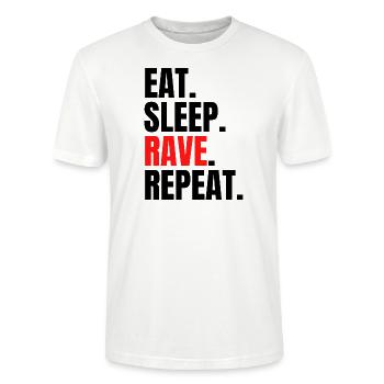 eat sleep rave repeat - Stanley/Stella Unisex Bio-T-Shirt CRAFTER - Weiß - Vorne - Alina (178cm) & Michal (187cm)