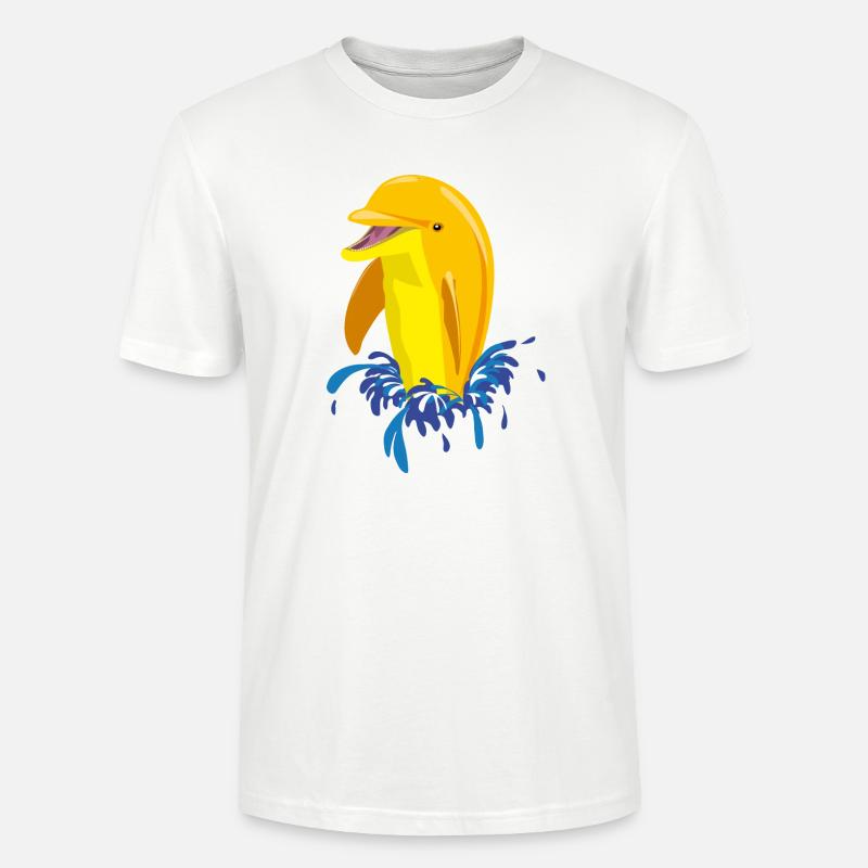 Éclaboussures de dauphin jaune - T-shirt bio CRAFTER Stanley Stella Unisexe - blanc