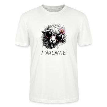 mählanie melanie meli melli schaf name lustig - Stanley/Stella Unisex Bio-T-Shirt CRAFTER - Weiß - Vorne - Alina (178cm) & Michal (187cm)