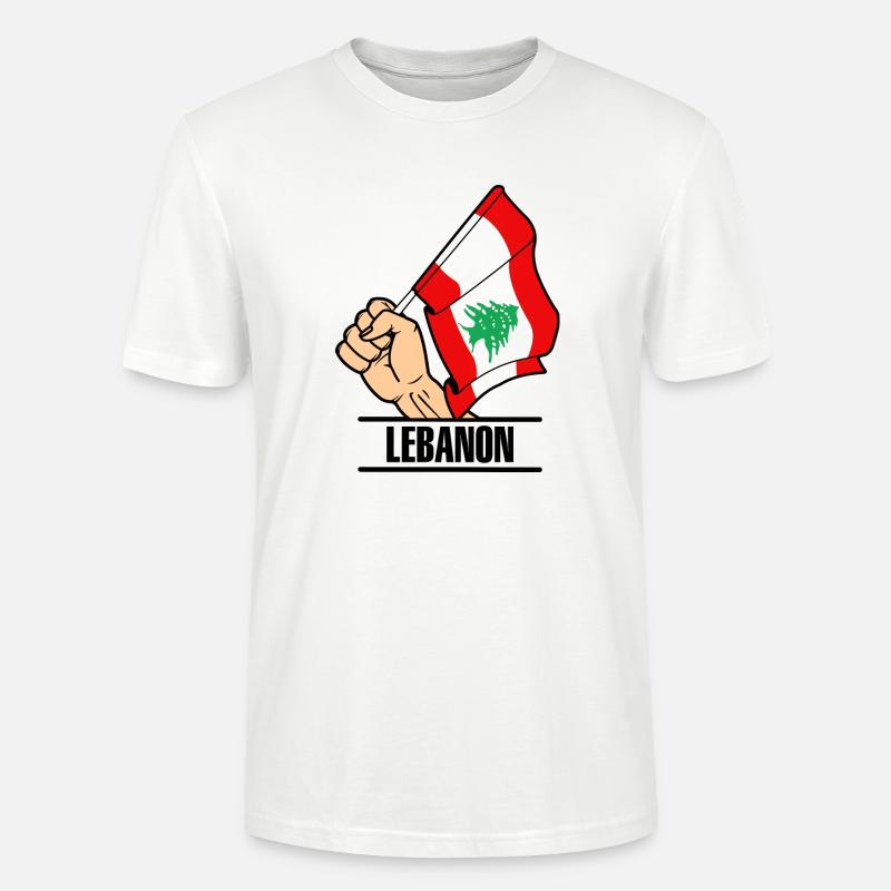Drapeau Liban poing texte LIBAN - T-shirt bio CRAFTER Stanley Stella Unisexe - blanc