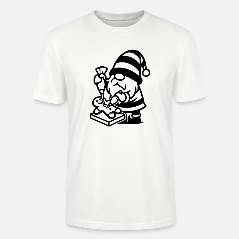 Gingerbread Baking Gnome - Stanley/Stella CRAFTER Unisex Organic T-Shirt - white