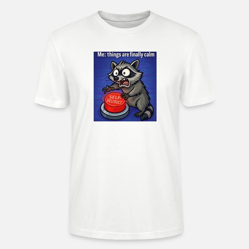 Waschbär-Selbstzerstörungs-Meme - Stanley/Stella Unisex Bio-T-Shirt CRAFTER - Weiß