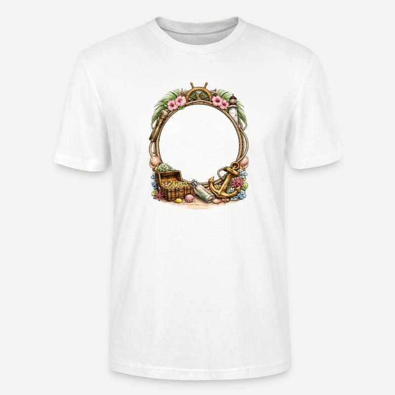 Maritimer Rahmen mit Schatz und Anker - Stanley/Stella Unisex Bio-T-Shirt CRAFTER - Weiß