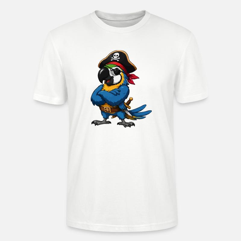 Pirate bird with eye patch - Stanley/Stella CRAFTER Unisex Organic T-Shirt - white