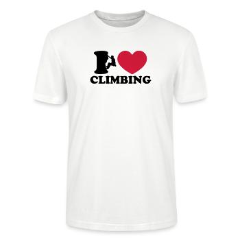 Climbing, I Love Heart, Sports, Rock, Extreme - T-shirt bio CRAFTER Stanley Stella Unisexe - blanc - Devant - Alina (178cm) & Michal (187cm)