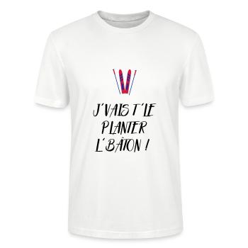J'vais t'le planter l'bâton ! Bronzés font du ski - T-shirt bio CRAFTER Stanley Stella Unisexe - blanc - Devant - Alina (178cm) & Michal (187cm)