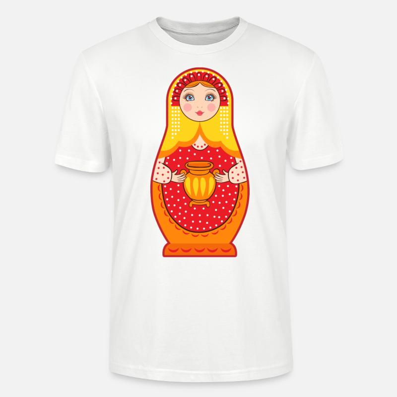 Matryochka Russie cadeau URSS - T-shirt bio CRAFTER Stanley Stella Unisexe - blanc