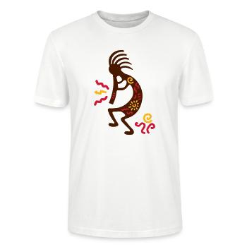 kokopelli carving amerikanisch - Stanley/Stella Unisex Bio-T-Shirt CRAFTER - Weiß - Vorne - Alina (178cm) & Michal (187cm)