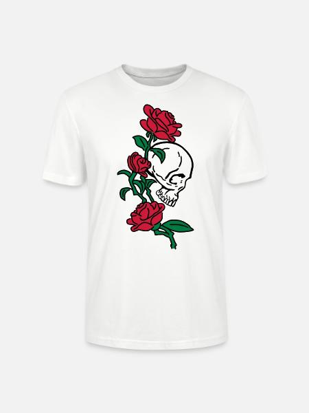 skull and roses es123 - Stanley/Stella CRAFTER Unisex Organic T-Shirt - white