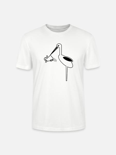 Ooievaar met babyvroedvrouw, ooievaarsgeboorte - Stanley/Stella Uniseks bio-T-shirt CRAFTER - wit