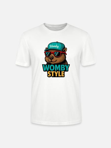 Womby Style Beaver with Sunglasses - Stanley/Stella CRAFTER Unisex Organic T-Shirt - white
