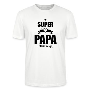 Super Papa Gift - Mòso Fè La T-shirt - Stanley/Stella CRAFTER Unisex Organic T-Shirt - white - Front - Alina (178cm) & Michal (187cm)